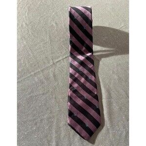 Vintage 80s Skinny Tie 1980s Retro Purple Black Stripes Fleur Dis Lis New Wave